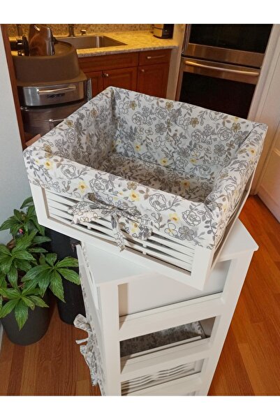 Özkar Ahşap 4 Çekmeceli Hasır Görünümlü Sebzelik Beyaz