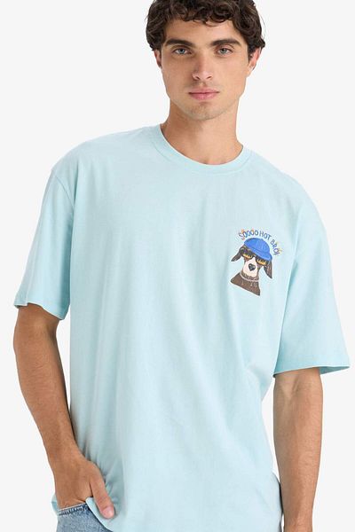 DeFacto Tricou cu mânecă scurtă imprimat cu decolteu rotund, 100% bumbac F4533AX25SM