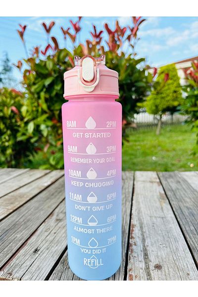 OSMEY 900 Ml Purple Motivational Water Bottle Children's Cute Water Bottle Bpa Free Water Bottle