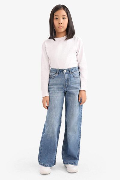 DeFacto Pantaloni de blugi pentru fete cu picioare late E7710A825AU