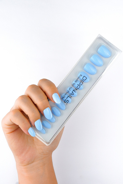 Dippnails Baby Blue Jel Takma Tırnak Tekrar Kullanılabilir Oval Manikür Seti ...