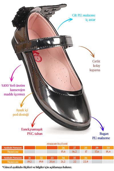 Kiko Kids Friga Mirror Butterfly Velcro Girls' Ballerina Shoes