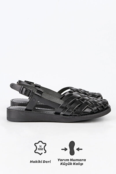 Marjin Women's Genuine Leather Sandals Eva Sole Nifat black