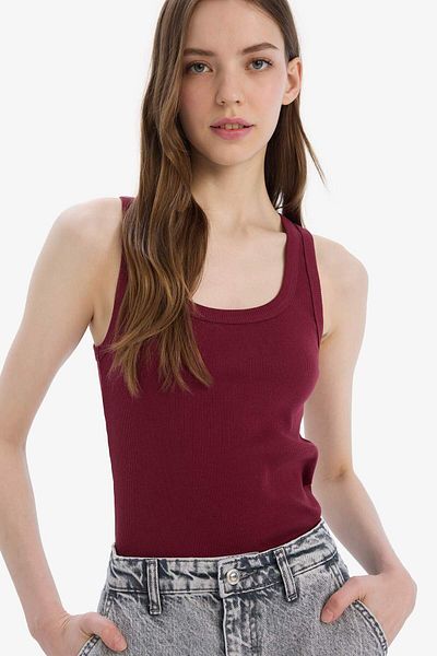DeFacto Fitted U Neck Ribbed Camisole Undershirt A1665Ax25Au