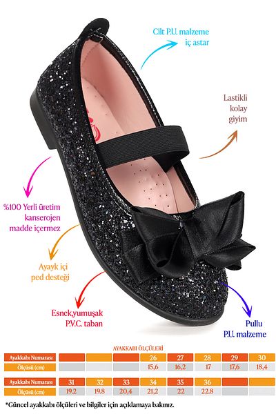 Kiko Kids Παπούτσια μπαλαρίνας Panı Broken Glass Bow Elastic Girls Ballerina