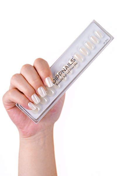 Dippnails İnci Damlası Jel Takma Tırnak Tekrar Kullanılabilir Küt Manikür Set...
