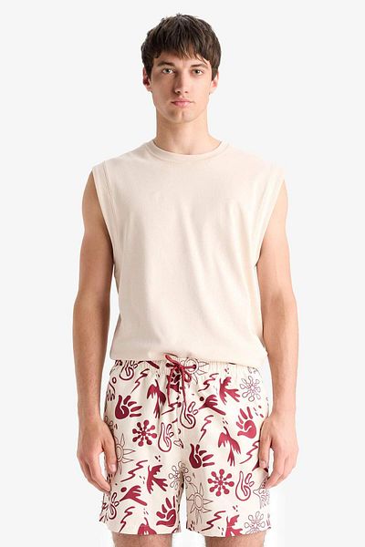 DeFacto Patterned Mesh Lined Short Length Sea Shorts E1028Ax25Hs