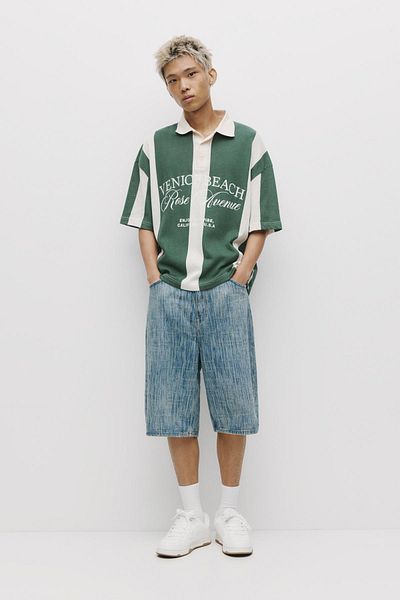 Pull & Bear قميص بولو مخطط محبوك