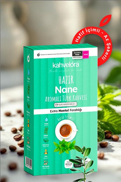 kahvelora 200g Mint Menthol Turkish Coffee - Either Bake or Stir in a Cup - Milky Sparkling