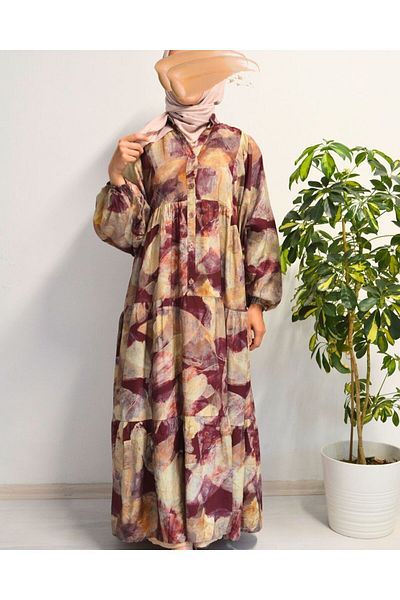 Bilenler Women's Modal Hijab Dress – Paisley Pattern – Comfortable Fit – 135 cm Height – 1-2 Sizes