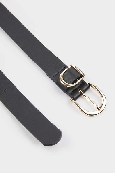 DeFacto Women's Oval Buckle Faux Leather Jean Belt F3271Axns