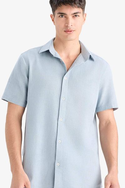 DeFacto 100% Cotton Regular Fit Polo Collar Summer Short Sleeve Shirt D8613Ax25Sm