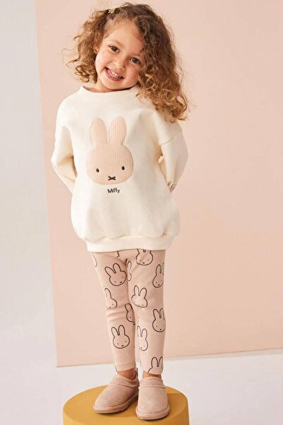 Monila Miffy Applique Detailed 3 Thread Corded Girl's Tights Set