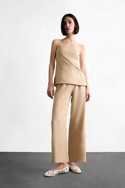 DeFacto Body Hugging Strapless Basic Plain Blouse F7979Ax25Sm