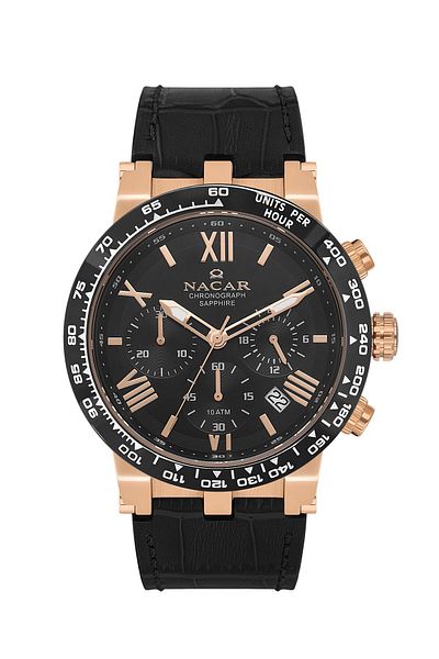 Nacar Sapphire Glass Sports Black Men's Wristwatch Nc34-29B679-Rbl1