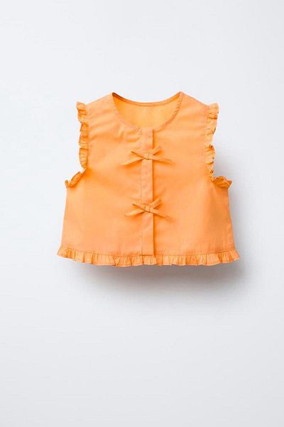 Monila Girl's Cotton Button Closure Bow Detailed Top and Balloon Skirt Set