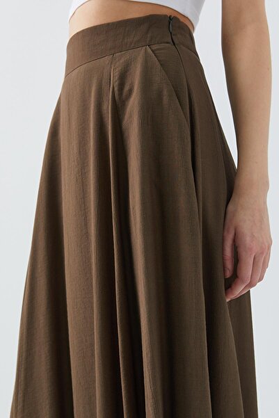 Mixray 4631 Kadın Parçalı Kloş Etek Haki