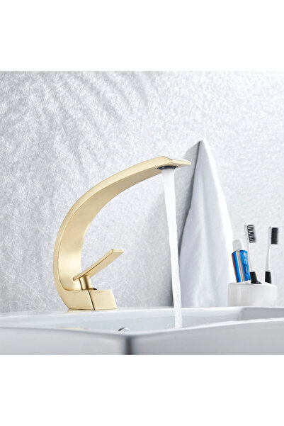 CasaVie Baterie Lavoar Baie, Auriu Nichelat, Curbata In Forma De C, Cod 1279