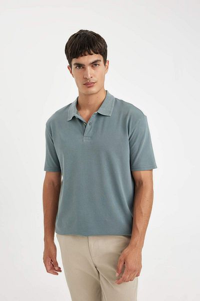 DeFacto 100% Cotton New Regular Fit Short Sleeve Pique Polo T-Shirt C6066Ax24Au