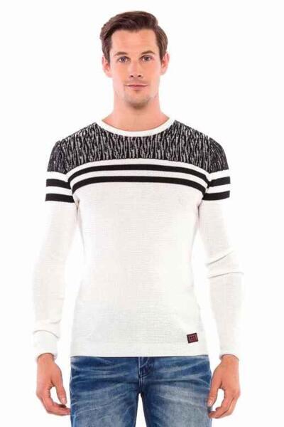 Cipo&Baxx Cp199 Плечовий візерунок Поперечний смугастий трикотажний светр