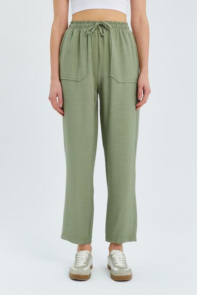 Mixray Cagla - Women's Draped Double Pocket Trousers 4617