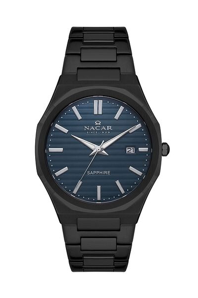 Nacar Sapphire Glass Black Men's Wristwatch Nc34- 290356 -Blm