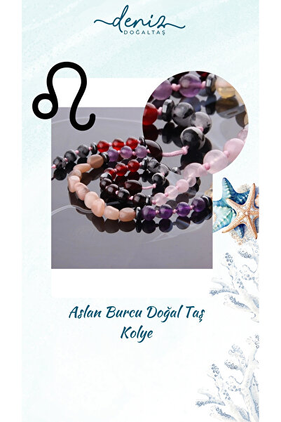 Deniz Doğal Taş Sertifikalı Aslan Burcu ( Taşlar) Doğaltaş Kolye M042