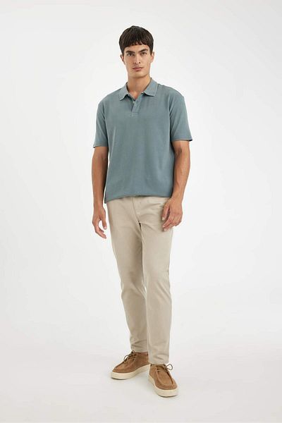 DeFacto 100% Cotton New Regular Fit Short Sleeve Pique Polo T-Shirt C6066Ax24Au