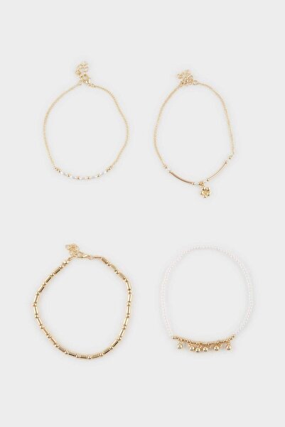 DeFacto Women's 4-Piece Gold Anklet F3983Axns