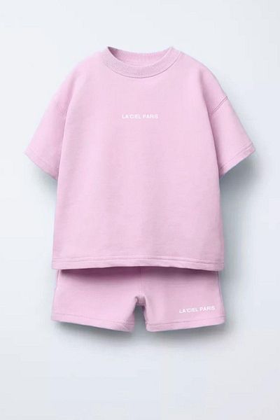 Monila Set de top pentru fete, 100% bumbac, tricou cu decolteu, pantaloni scurți