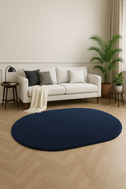 SOFT DECOR Kaymaz Taban Peluş Oval Şekilli Dekoratif Halı Salon Mutfak Çocuk ...