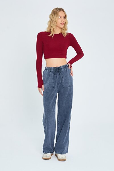 Mixray 4572 Model Navy Blue Women's Palazzo Trousers - Piece Paint