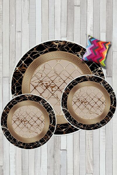 Aldora Black-Mink Non-Slip Base 3-Piece Set Bath Mat B1278