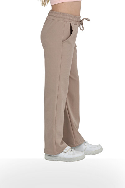 ERDEM KIDS Kız Çocuk Beli Lastikli Kordonlu Geniş Bol Paça Palazzo Burgu Okul Pantolon