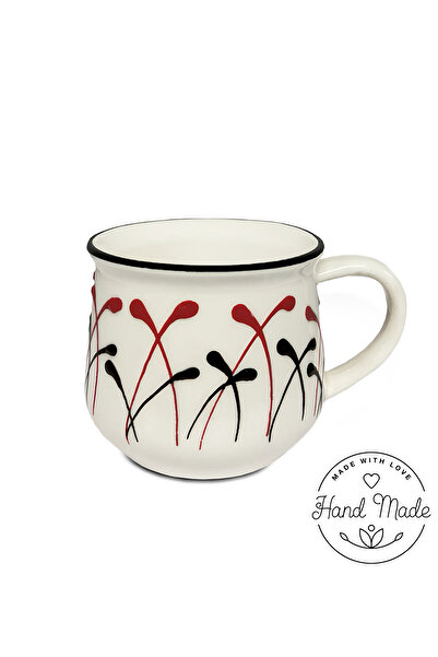 HOMİNG Homing Handmade Special Design Mug Retro Red Black Patterned