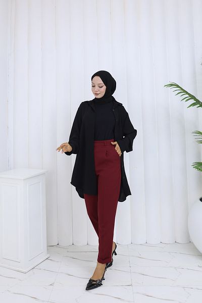 HANIMCA GİYİM Pleated Double Leg Carrot Cut Summer Pants