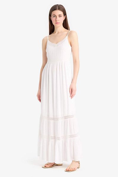 DeFacto Rochie midi din bumbac, fără mâneci, cu decolteu în V, E6082AX25SM
