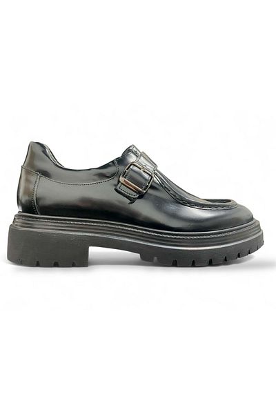 LUCIANO BELLINI Men's Leather Casual Shoes C22518 - Black - 42
