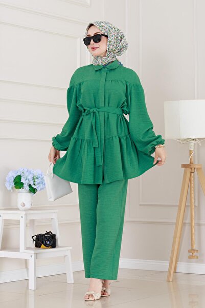 Sevitli Σετ φούστα με βολάν-Πράσινο