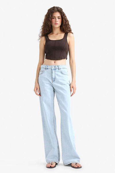 DeFacto U Neck Basic Plain Crop Undershirt F5942Ax25Sm
