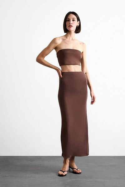 DeFacto Slim Fit Slim Fit Midi φούστα με σχισμή F8335AX25SM