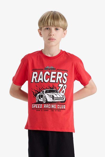 DeFacto Boys' Pajama Set Short Sleeve Top Flexible Waisted Shorts F1734A825Hs
