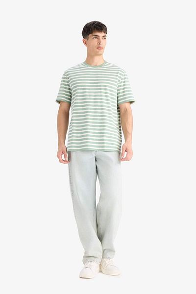 DeFacto 100% Cotton Regular Fit Crew Neck Short Sleeve Striped T-Shirt E2637Ax25Sm