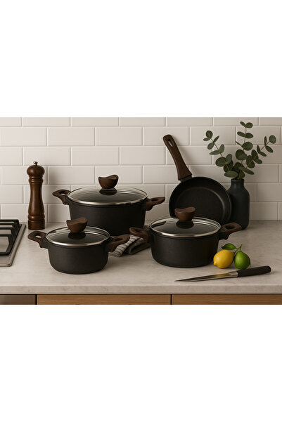 BAROLY Luxury 7-Piece Granite Cookware Set with Glass Lid - High Durability and Elegant Design for the Modern Kitchen