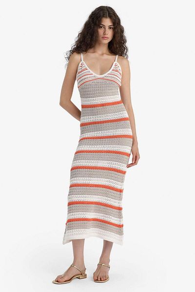 DeFacto Slim Fit Slim Fit Modelat Decolteu în V Croșetat Tricotaj fără mâneci Rochie maxi F7087AX25SM