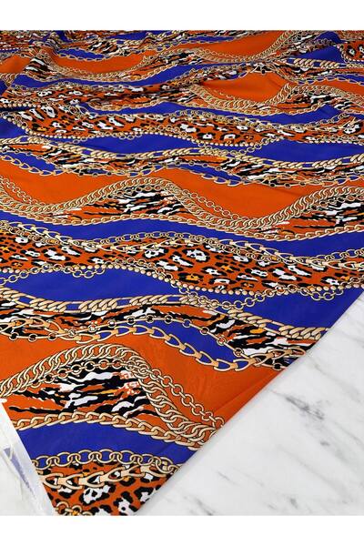 ipekkumaş Țesătură creponată cu model de lanț cu detalii leopard, produsul no...