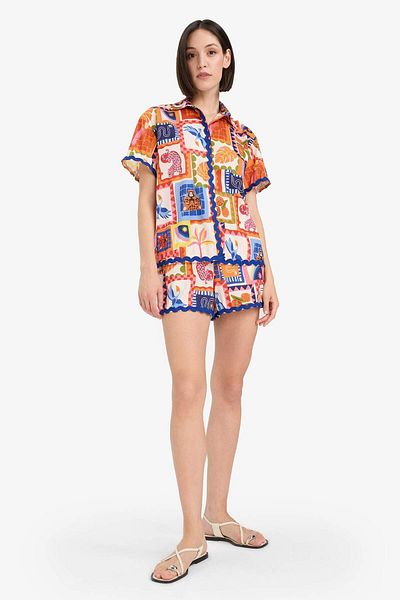 DeFacto Cămașă de plajă cu model tropical cu croiala normală-Fall in Love F5496AX25HS