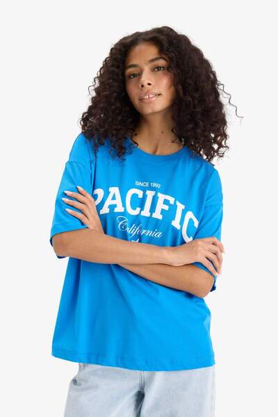 DeFacto Regular Fit Bisiklet Yaka Baskılı Penye Kısa Kollu Tişört F5883ax25sm