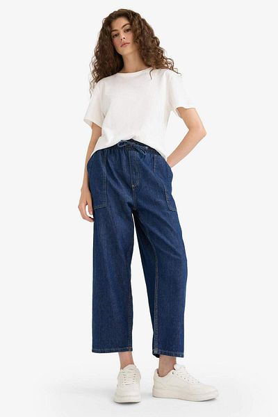 DeFacto Pull On Carrot Fit High Waist Crop Fit Soft Jean Hose E0956AX25SM
