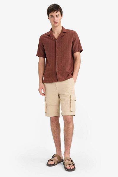 DeFacto Regular Fit Polo Neck Jacquard Short Sleeve Shirt E5693Ax25Sm